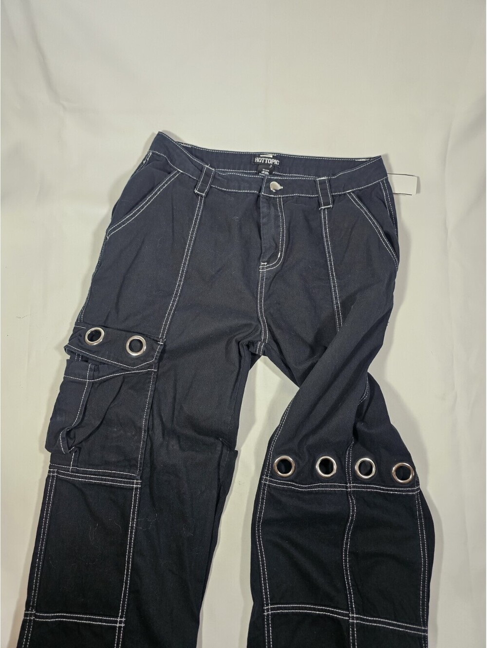 Hot Topic Jeans Womans 7 Baggy Goth Rave Emo Grommet Punk Grudge Cargo Pants Y2K